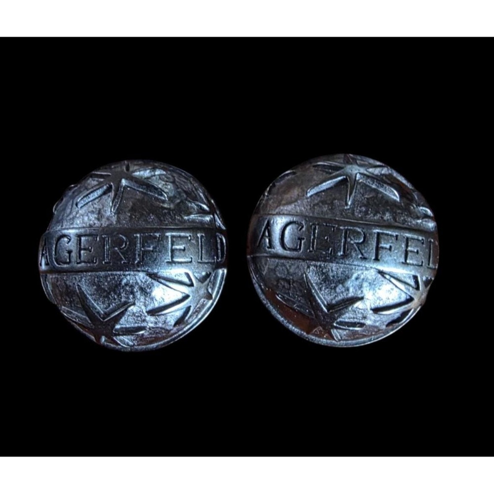 Karl Lagerfeld Black Stars Domed Lapel Pins Brooches Set Of 2 Very Rare